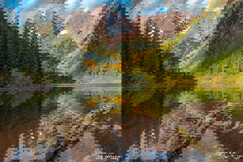 Vibrant Abstract Still Maroon Lake Bells Reflections Memory.jpg