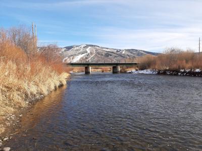 Snowy Mountain River Bridge Reflection Panorama.jpg